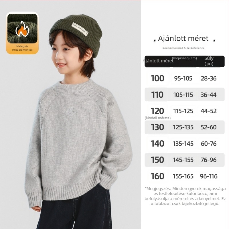 Gyerekeknek készült vastag kötött pulóver – középmagas gallér, hosszú ujjú, akril keverékből