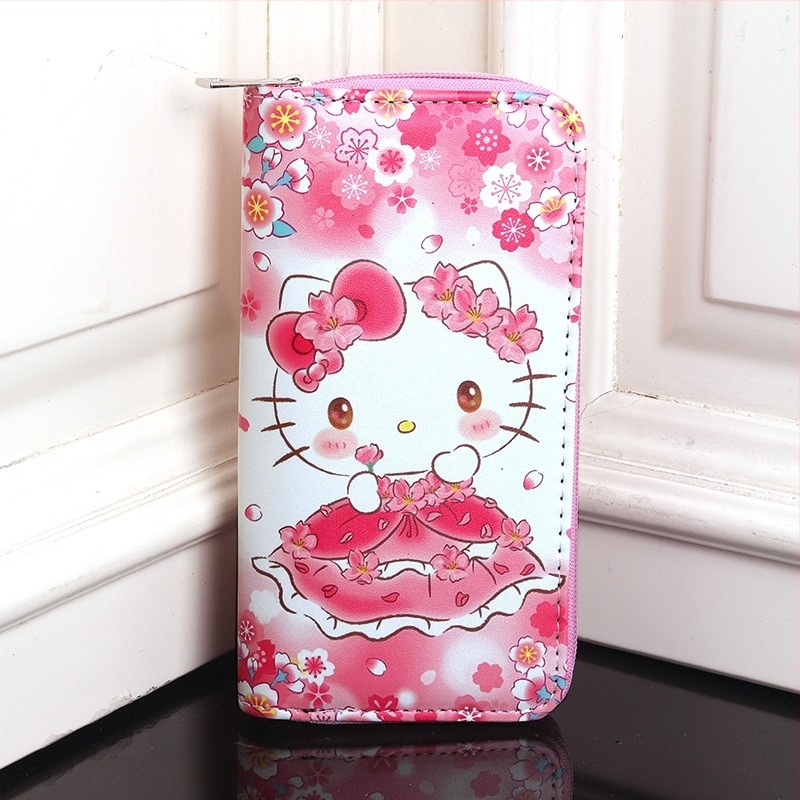 Gyerekeknek szánt karakteres mintájú pénztárca, friss és édes stílus, PVC anyag, hosszú cipzár, több rekesz, belső szintetikus bélés