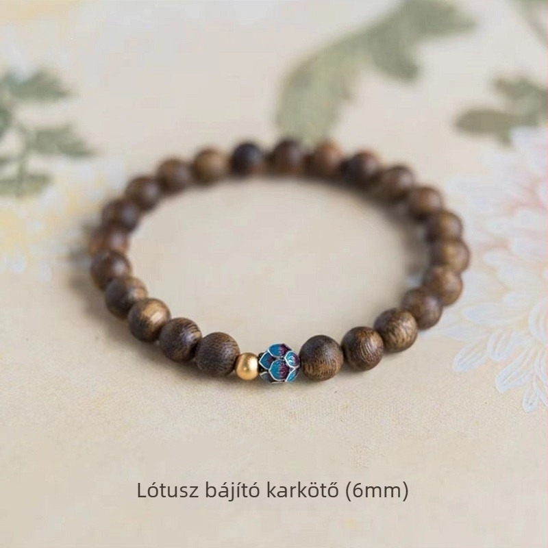 Agarwood karkötő – etnikus stílus, uniszex, kézzel készített, csillag alakú, szabad köves díszítés, 21 gyöngy