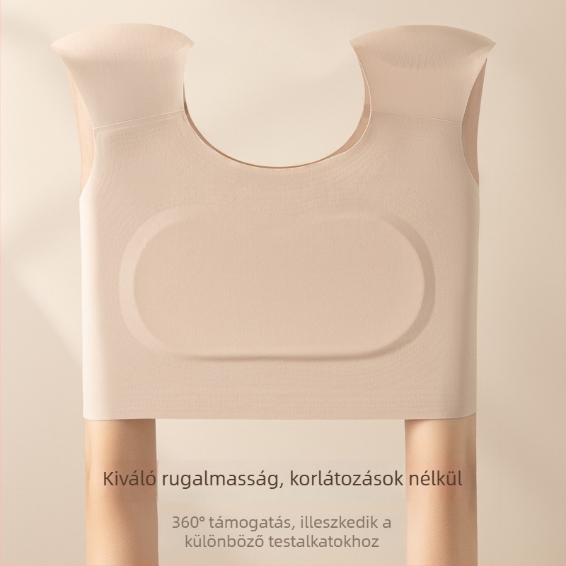 Sima varrat nélküli párnázott melltartó vállpárnával, derékszögű vállak formázása, láthatatlan kosár, hátoldali formázó felső