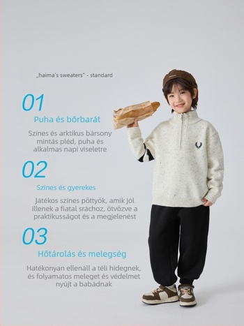 Gyerekeknek szóló Arctic fleece pulóver, koreai stílusú magas galléval, fiúknak, tél 2025, 8 éves kortól