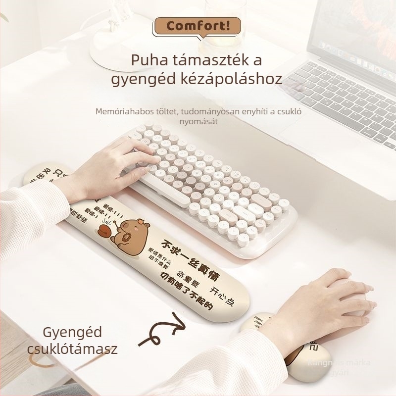 Capybara csuklótámaszos egérpad, kis méretű, mini irodai kéz- és tenyérpárna a billentyzethez