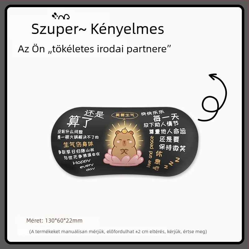 Capybara csuklótámaszos egérpad, kis méretű, mini irodai kéz- és tenyérpárna a billentyzethez
