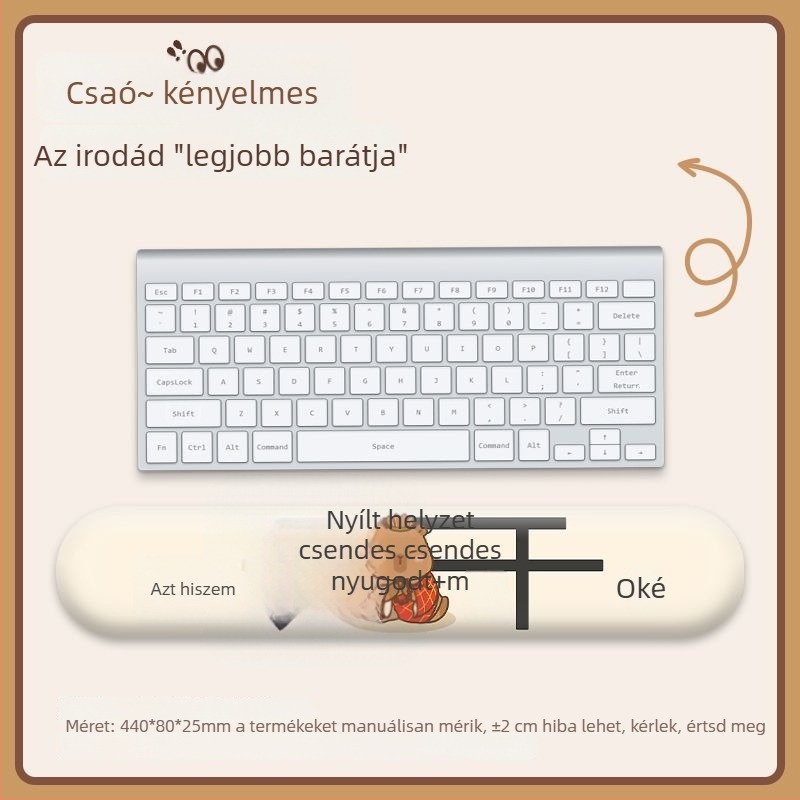 Capybara csuklótámaszos egérpad, kis méretű, mini irodai kéz- és tenyérpárna a billentyzethez