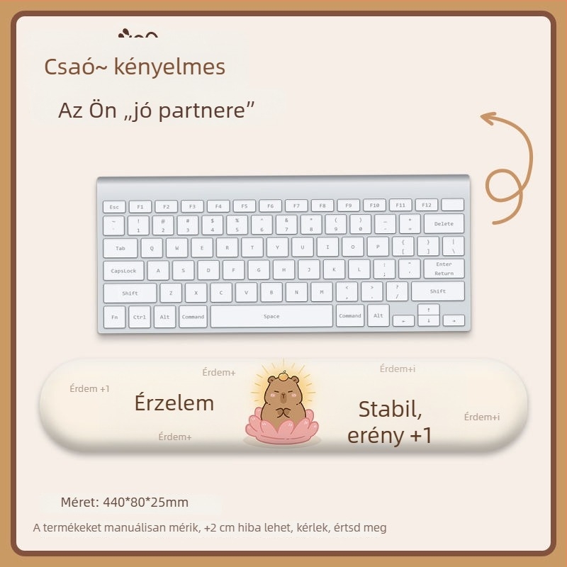 Capybara csuklótámaszos egérpad, kis méretű, mini irodai kéz- és tenyérpárna a billentyzethez