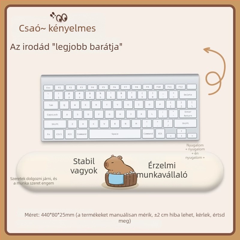 Capybara csuklótámaszos egérpad, kis méretű, mini irodai kéz- és tenyérpárna a billentyzethez