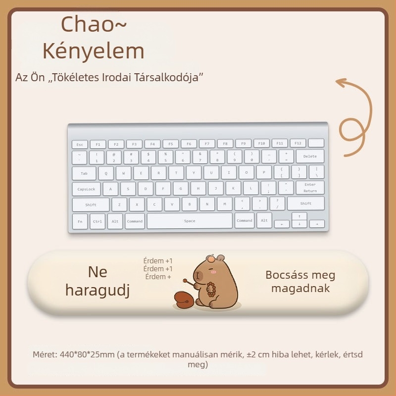 Capybara csuklótámaszos egérpad, kis méretű, mini irodai kéz- és tenyérpárna a billentyzethez