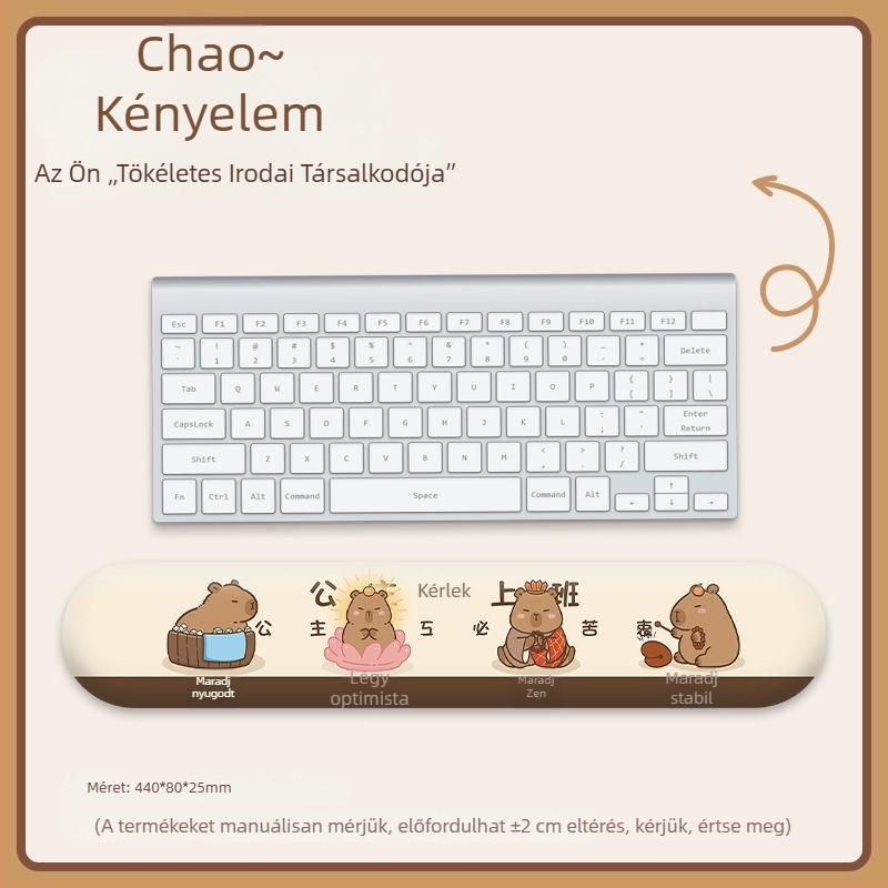 Capybara csuklótámaszos egérpad, kis méretű, mini irodai kéz- és tenyérpárna a billentyzethez