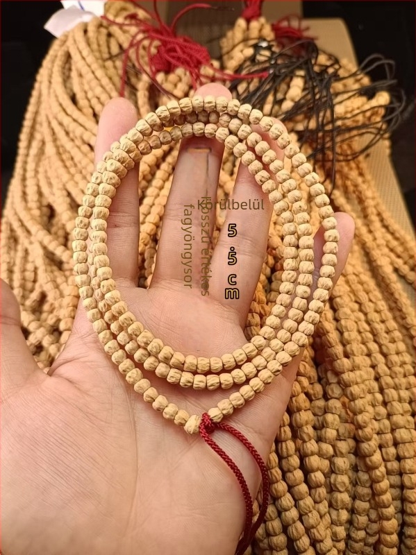 Tibeti stílusú szenvedélymag gyöngy karkötő, 8 mm-es gyöngyök, kézzel készült, 108 gyöngy, kísértet arc motívum, sima textúra