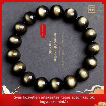 Moon Union Obszidián karkötő, etnikus stílus, uniszex, geometriai dizájn, gravírozás