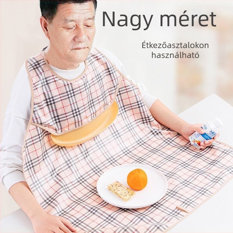 Idősek etetőbib, Nyak-stílusú vízálló, Poliészter, Grízel mintázat, Uniszex