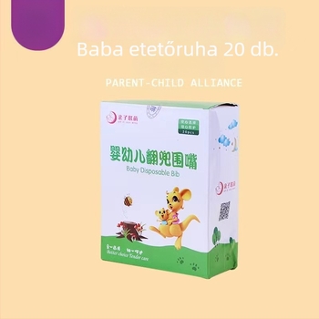 Etetőkötények babák és gyerekek számára, rajzolt mintával, pamutból, foltálló, egyenként csomagolva