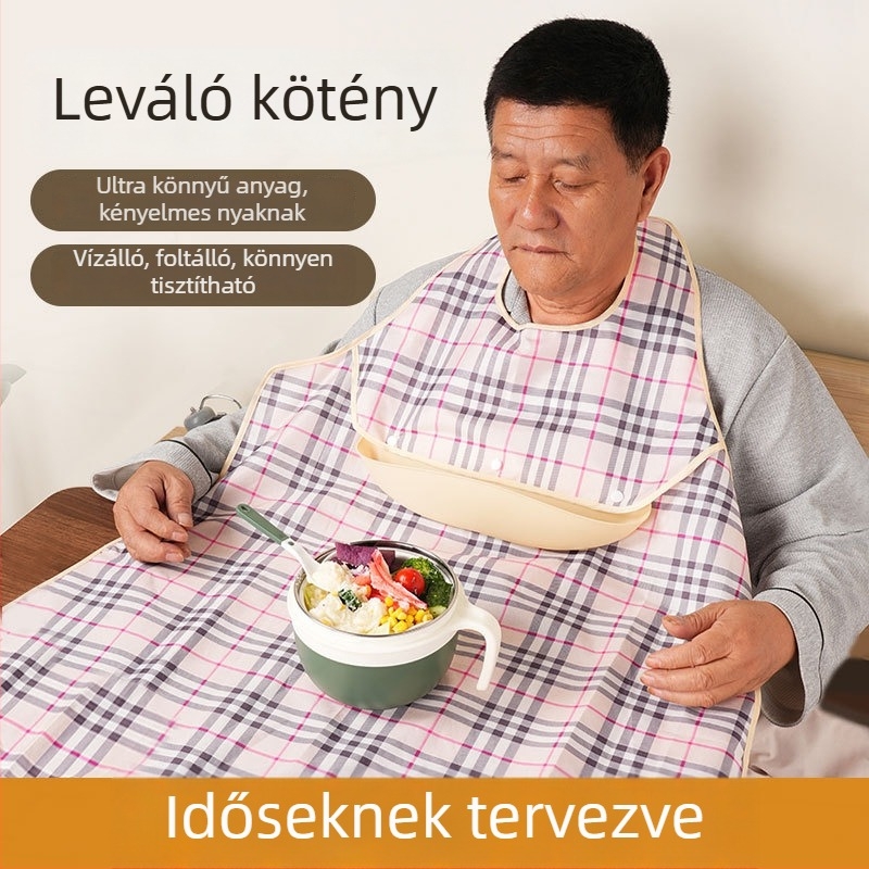 Felnőtt vízálló etetőbib, leválasztható, pamut, uniszex, márka Hfine