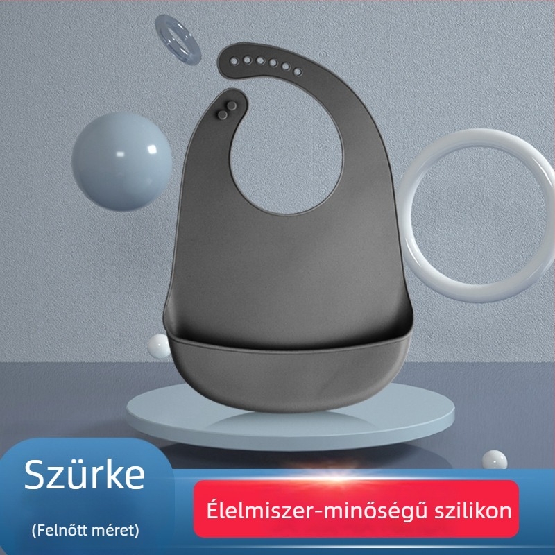 Felnőtt etető bib szilikonból, vízálló, élelmiszer-minőségű, egyszínű, biztonság Class A