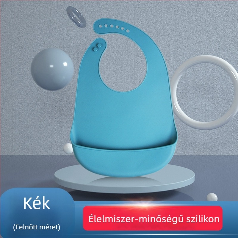 Felnőtt etető bib szilikonból, vízálló, élelmiszer-minőségű, egyszínű, biztonság Class A