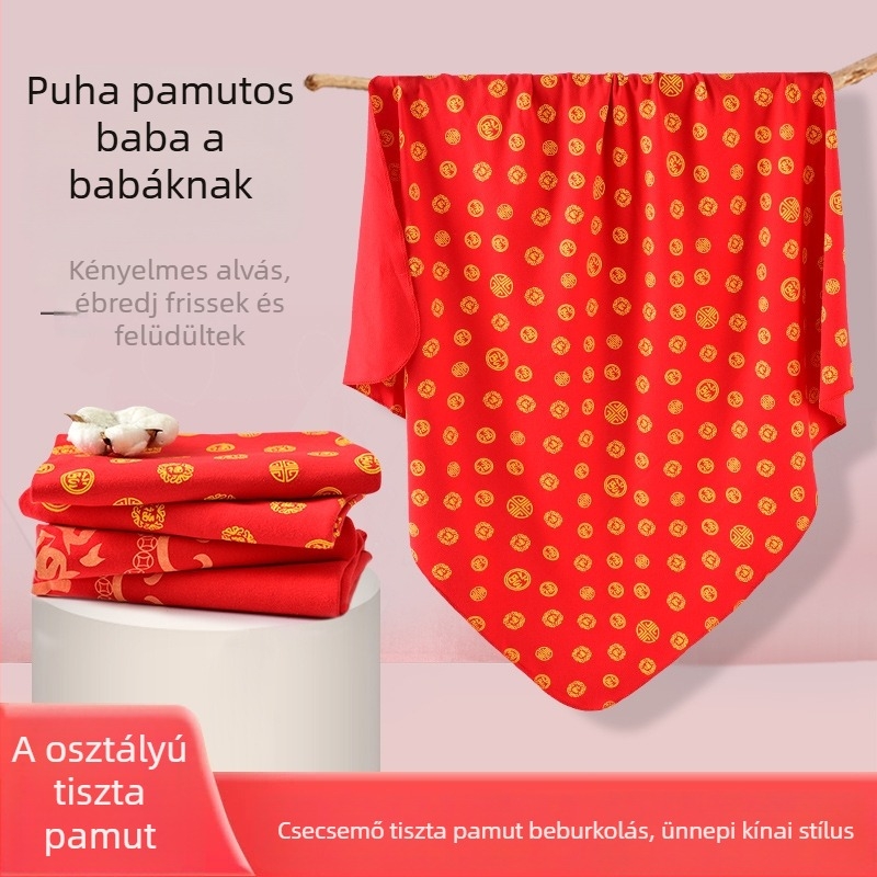 Pamutból készült újszülött wrap törölköző — újszülötteknek, mintázatok: állatok, mesefigurák, virágok, geometria, őszi 2024