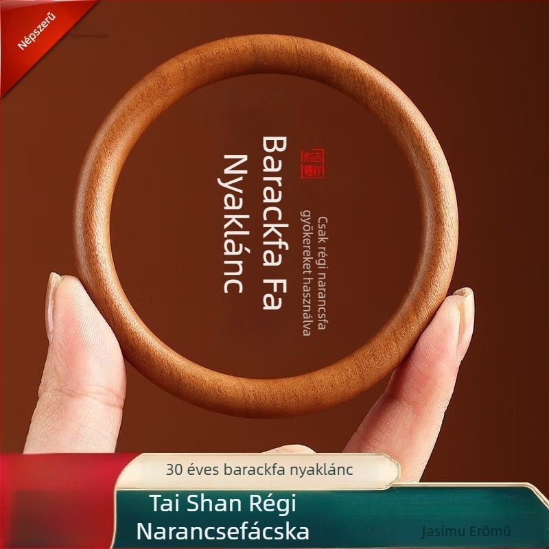 Őszibarackfa karkötő, monolitikus, egy darabból készült, faragott mintával, Új kínai stílus, kód TMbdbC8h, születésnapi ajándék