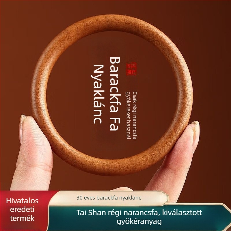 Őszibarackfa karkötő, monolitikus, egy darabból készült, faragott mintával, Új kínai stílus, kód TMbdbC8h, születésnapi ajándék