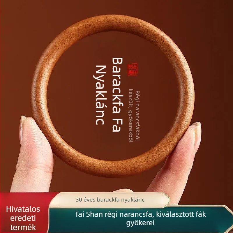 Őszibarackfa karkötő, monolitikus, egy darabból készült, faragott mintával, Új kínai stílus, kód TMbdbC8h, születésnapi ajándék