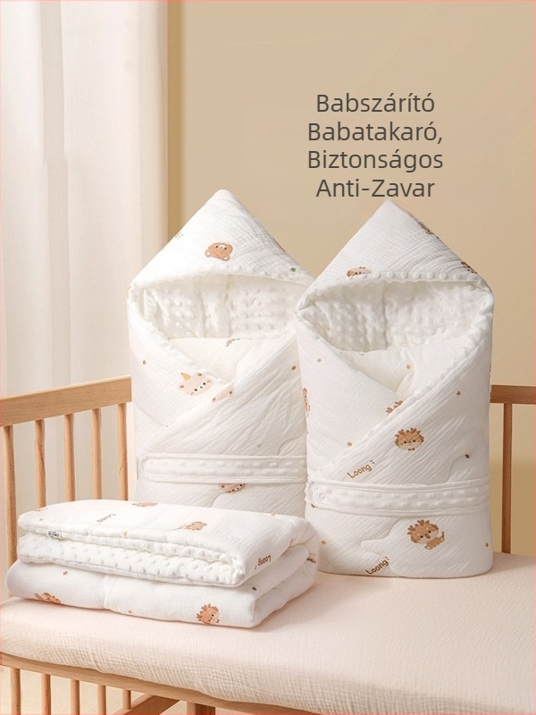 Újszülött swaddle takaró, vastag őszi-téli, állatmintás, anyag: fonal, biztonsági szint: A