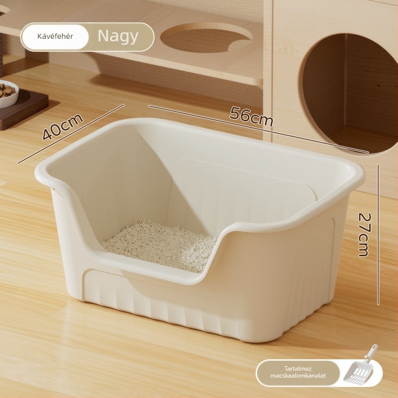Extra-nagy macskaalmotálca, nyitott kivitel, négyszögletes forma, PP anyag, szag- és fröccsenésálló