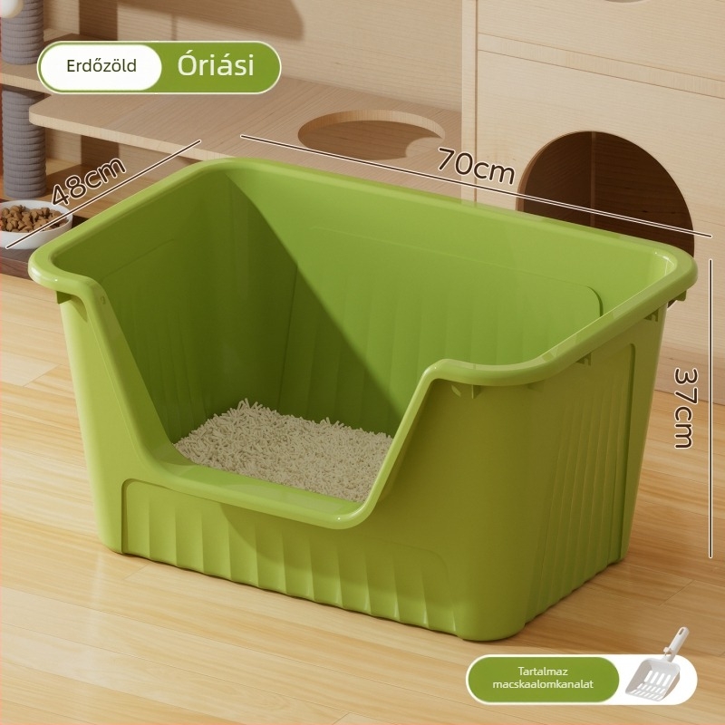 Extra-nagy macskaalmotálca, nyitott kivitel, négyszögletes forma, PP anyag, szag- és fröccsenésálló