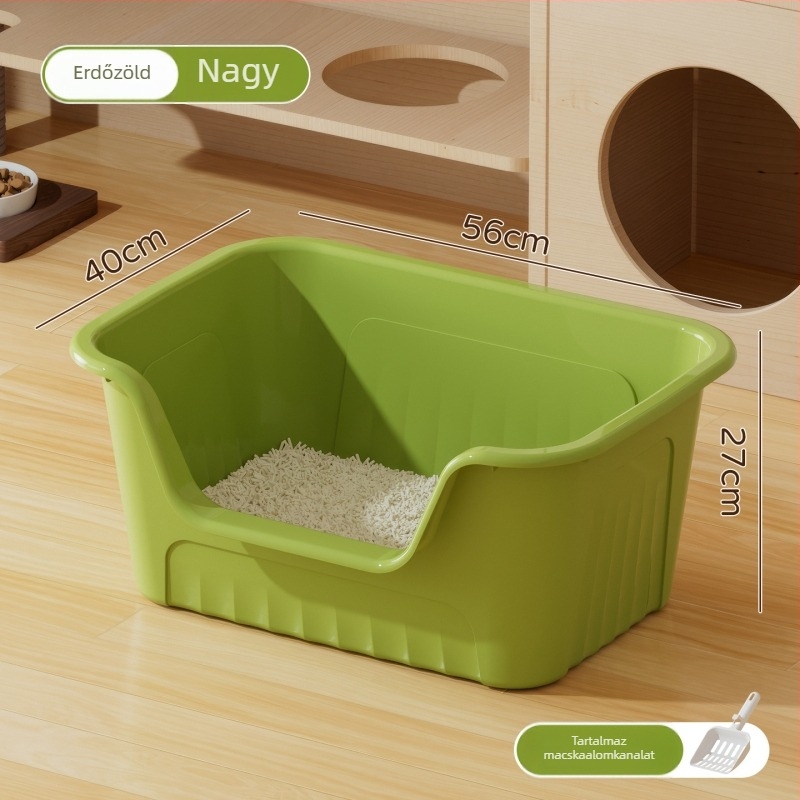 Extra-nagy macskaalmotálca, nyitott kivitel, négyszögletes forma, PP anyag, szag- és fröccsenésálló