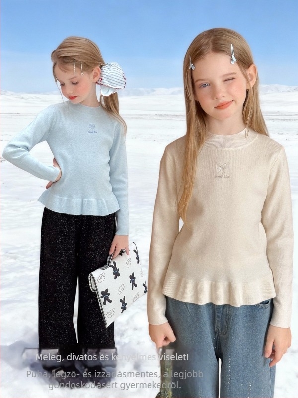 Lányoknak készült alapréteg kötött felső, hosszú ujjú, 100% Andy Velvet, tél 2025, puha anyag