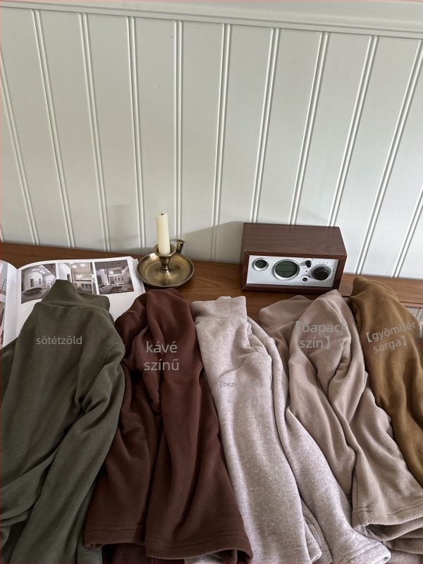 Gyerekek téli alapfelső fleece-béléssel, fél magas nyakú, uniszex, hosszú ujjú, 68% viszkóz, pamut keverék