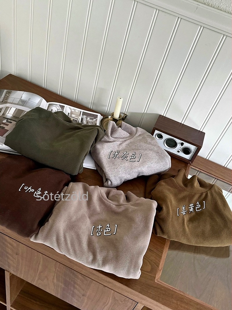 Gyerekek téli alapfelső fleece-béléssel, fél magas nyakú, uniszex, hosszú ujjú, 68% viszkóz, pamut keverék