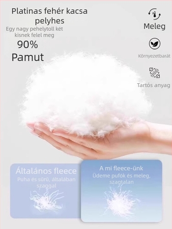Női pehelyes kabát fehér kacsapuhával, 50% pufi tartalom, vastag kivitel, első cipzár, rövid fazon 40–50 cm, hosszú ujjú, spandex anyag