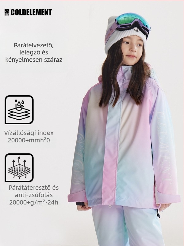Gyerekeknek szóló ski kabát: légáteresztő, vízálló 20000, szélálló, meleg Silk-pamut izolációval, TEFLON külső anyag