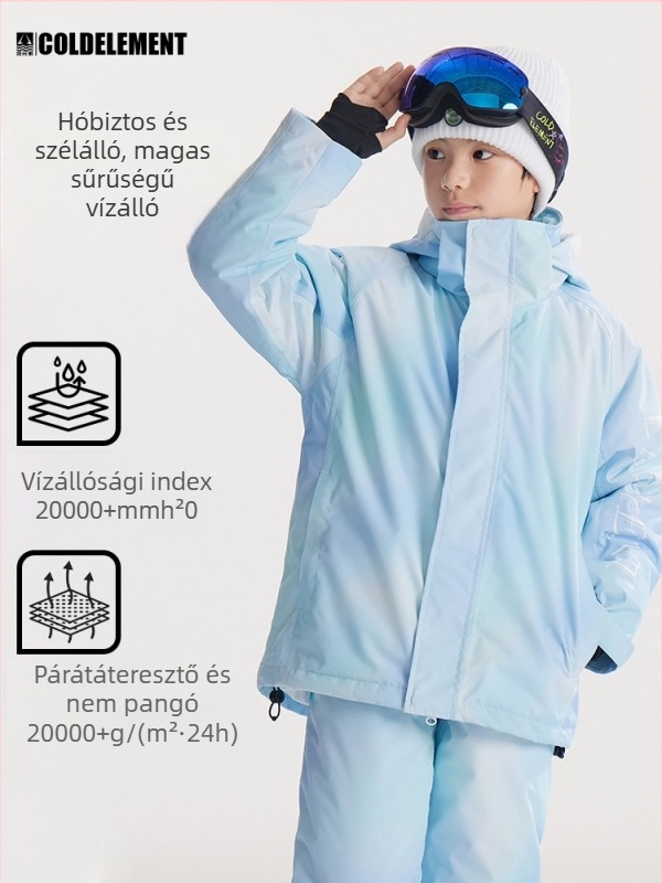 Gyerekeknek szóló ski kabát: légáteresztő, vízálló 20000, szélálló, meleg Silk-pamut izolációval, TEFLON külső anyag