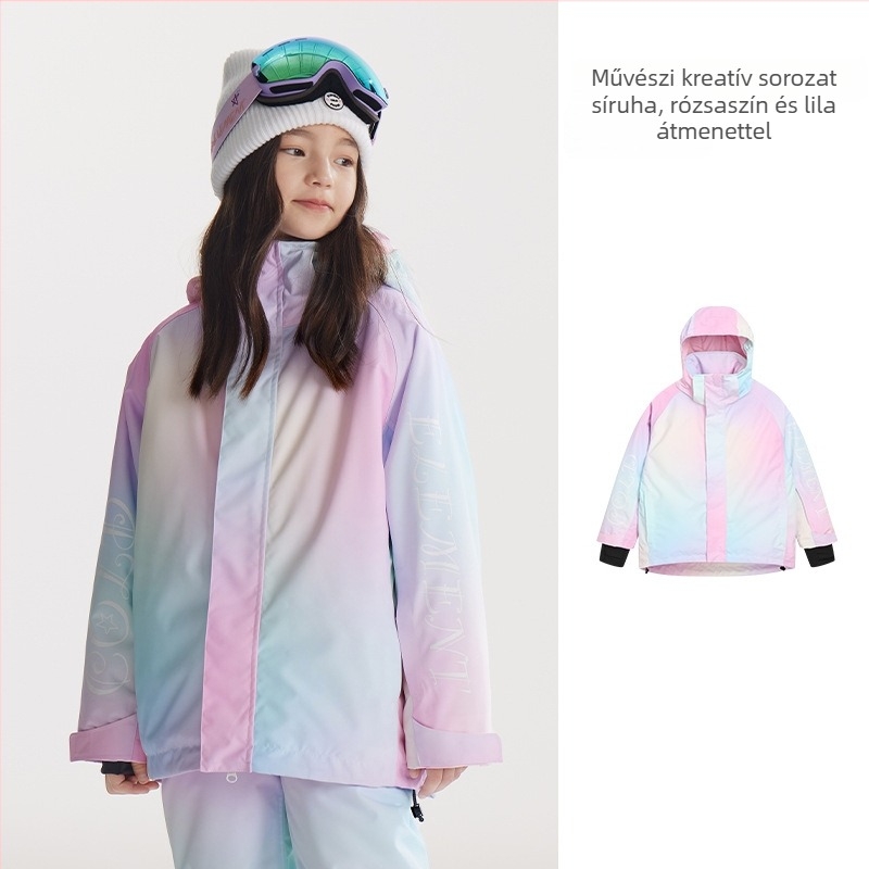 Gyerekeknek szóló ski kabát: légáteresztő, vízálló 20000, szélálló, meleg Silk-pamut izolációval, TEFLON külső anyag
