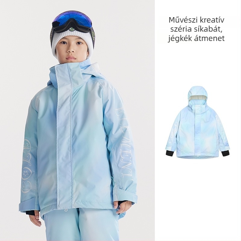 Gyerekeknek szóló ski kabát: légáteresztő, vízálló 20000, szélálló, meleg Silk-pamut izolációval, TEFLON külső anyag