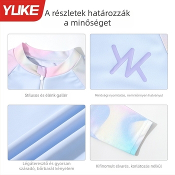 Lányoknak készült kétrészes úszónadrágos fürdőruha hosszú ujjakkal, napvédelem, úszó-edzés készlet, új 2025-ös modell