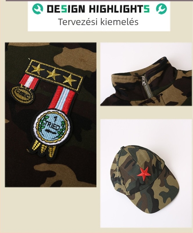 Gyerekek kamuflájl munkaruha — két darabos szett, pamutból, ősz-tél, vastag anyag, uniszex