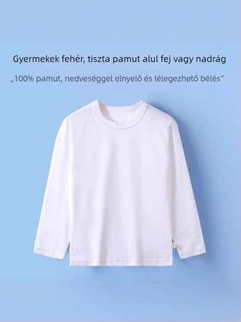 Gyermekek pamut hosszú ujjú póló, kerek nyakú, anti-statikus, minden évszakban használható