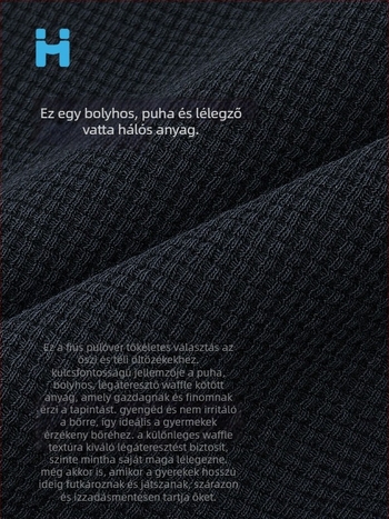Gyerekeknek szóló T-shirt, koreai stílus, waffel pamut, hosszú ujjú, kerek nyakú