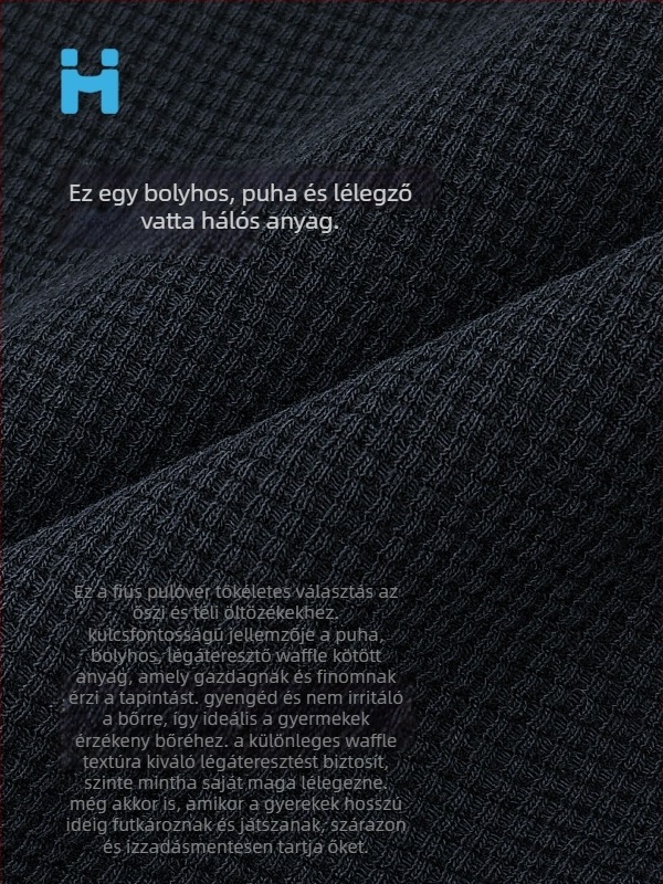 Gyerekeknek szóló T-shirt, koreai stílus, waffel pamut, hosszú ujjú, kerek nyakú