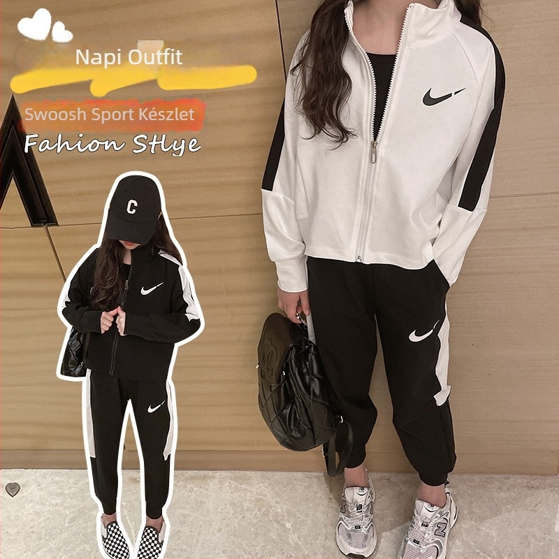 Fiatal lányoknak szánt sportos szett, két részes, koreai stílus, nadrágos szett, hosszú ujjú, pamut anyag, őszre