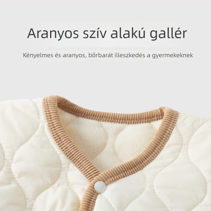 Gyerekeknek való nylon kabát fleece béléssel, 1-3 éveseknek, V-nyakú