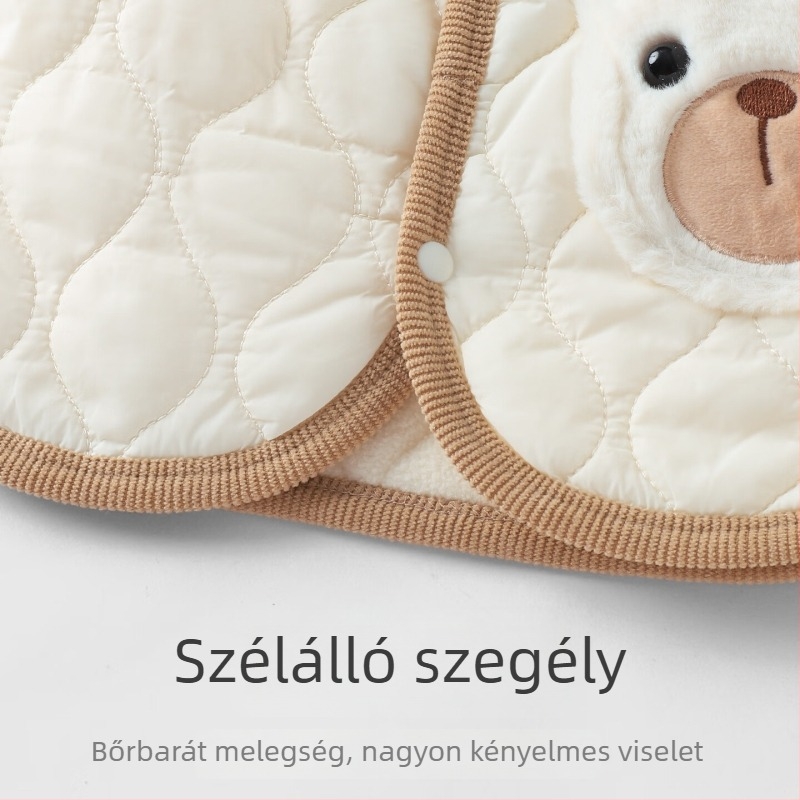 Gyerekeknek való nylon kabát fleece béléssel, 1-3 éveseknek, V-nyakú