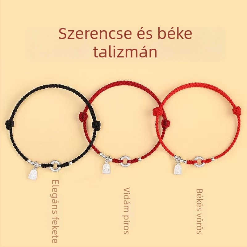 Uniszex karkötő 925-ös ezüstből, Peace Buckle, kézzel szőtt, új kínai stílus