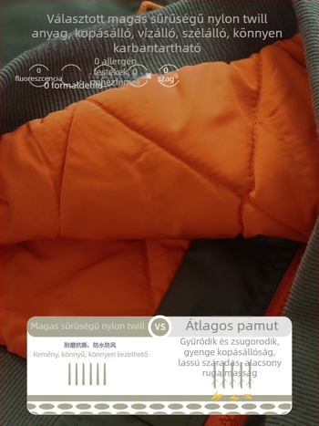 Fiúknak szánt vastag téli dzseki álló gallérral, zipzárral, külső nylon, belső poliészter bélés, 3–8 éveseknek