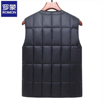 Romon férfi tollpihés mellény – téli, kapucni nélküli, V-nyakú, cipzáros zsebek, pehelytartalom 86–90%