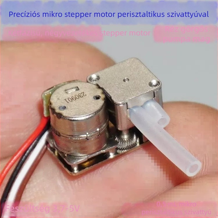 Mikro 8-lépéses perisztaltikus pumpa, önszívó, kétfázisú négyvezetékes léptető motor 3-5; tartalmaz 5V meghajtó panelt, Pagoda csatlakozót és 1 m csövet
