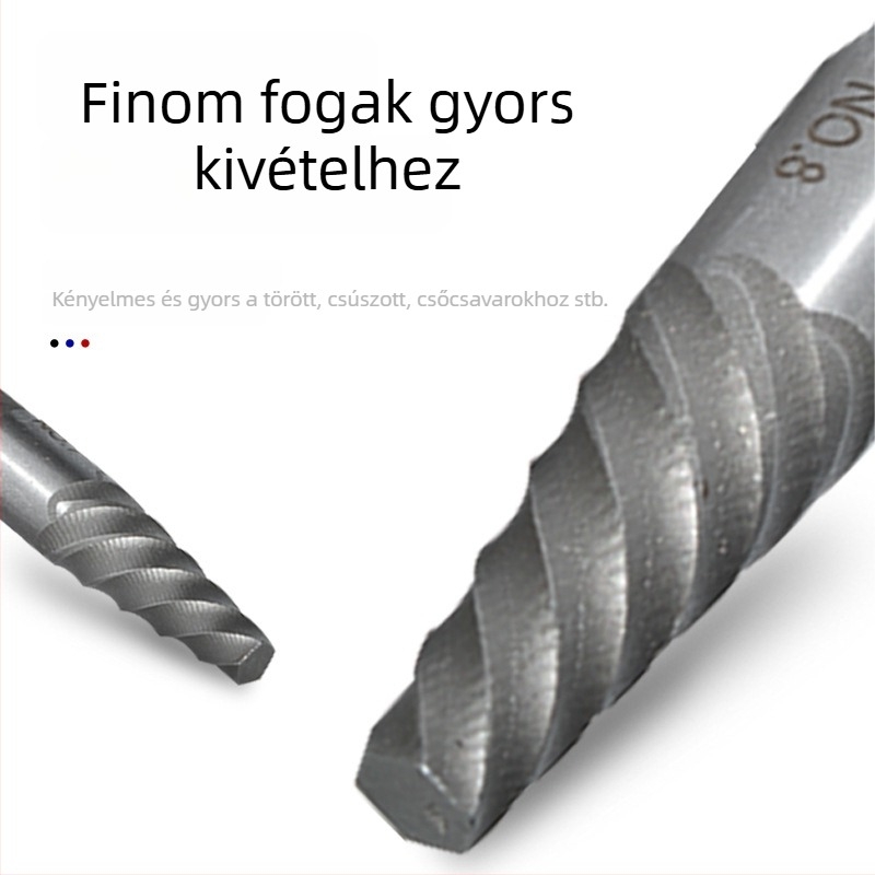 Csavarextraktor készlet törött csavarok eltávolítására – magas szilárdságú króm-vanádium ötvözet acél, 8 darabos, háztartási használatra