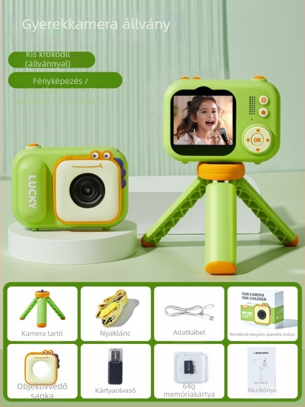 Lelefish gyerek kamera – fényképez és videózik, 4–6 éveseknek, műanyag játék, látásfejlődés, szellemi fejlesztés és kéz-szem koordináció