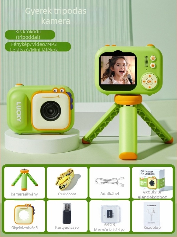 Lelefish gyermek kamera — fényképez és videót készít; műanyag kivitelezés; 4–6 éveseknek megfelelő; fejleszti a látást és a szem-kéz koordinációt